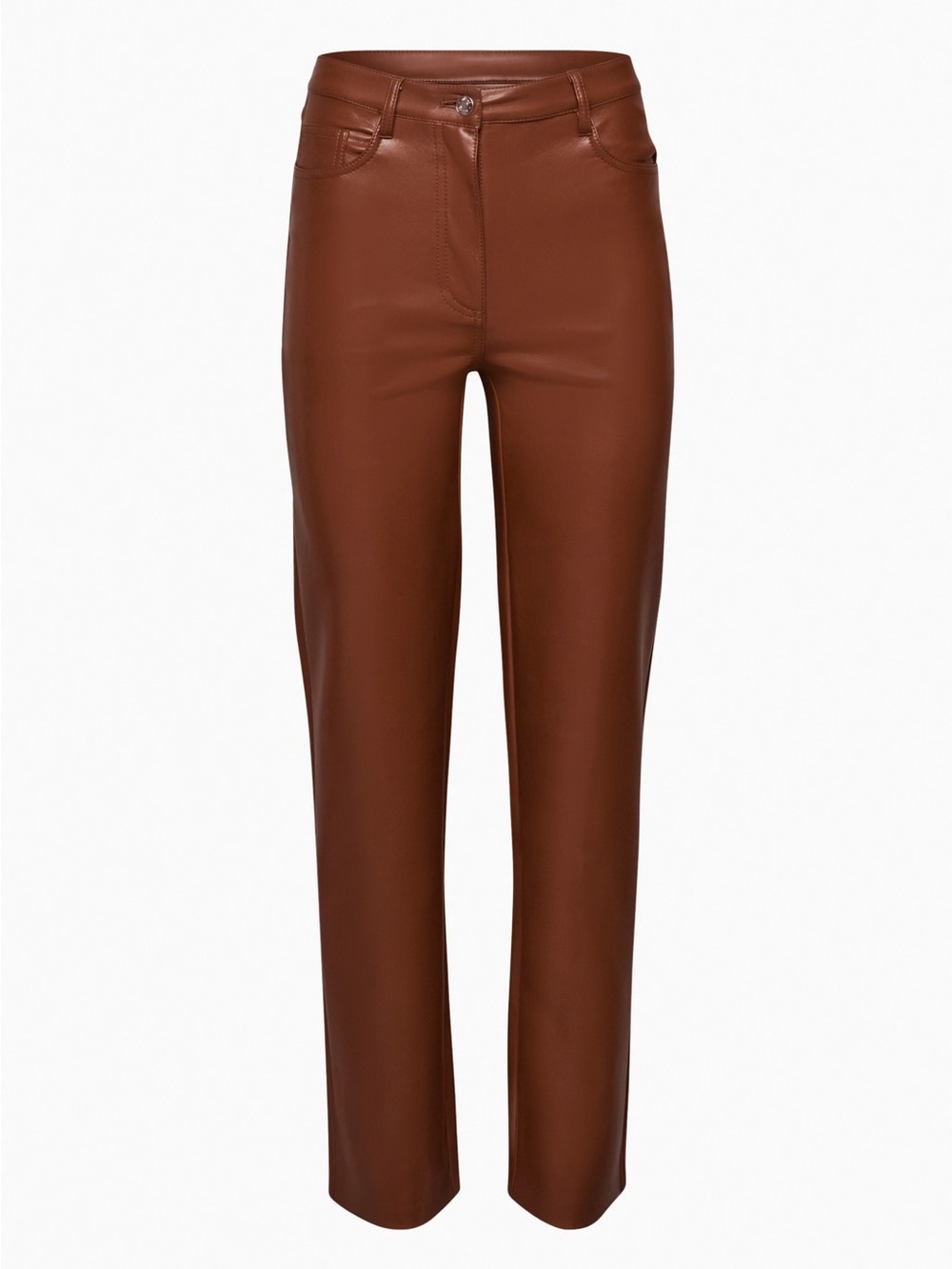 Aritzia Wilfred High-Rise Faux Leather Straight Leg Pants - Brown size 2 - Picture 2 of 11